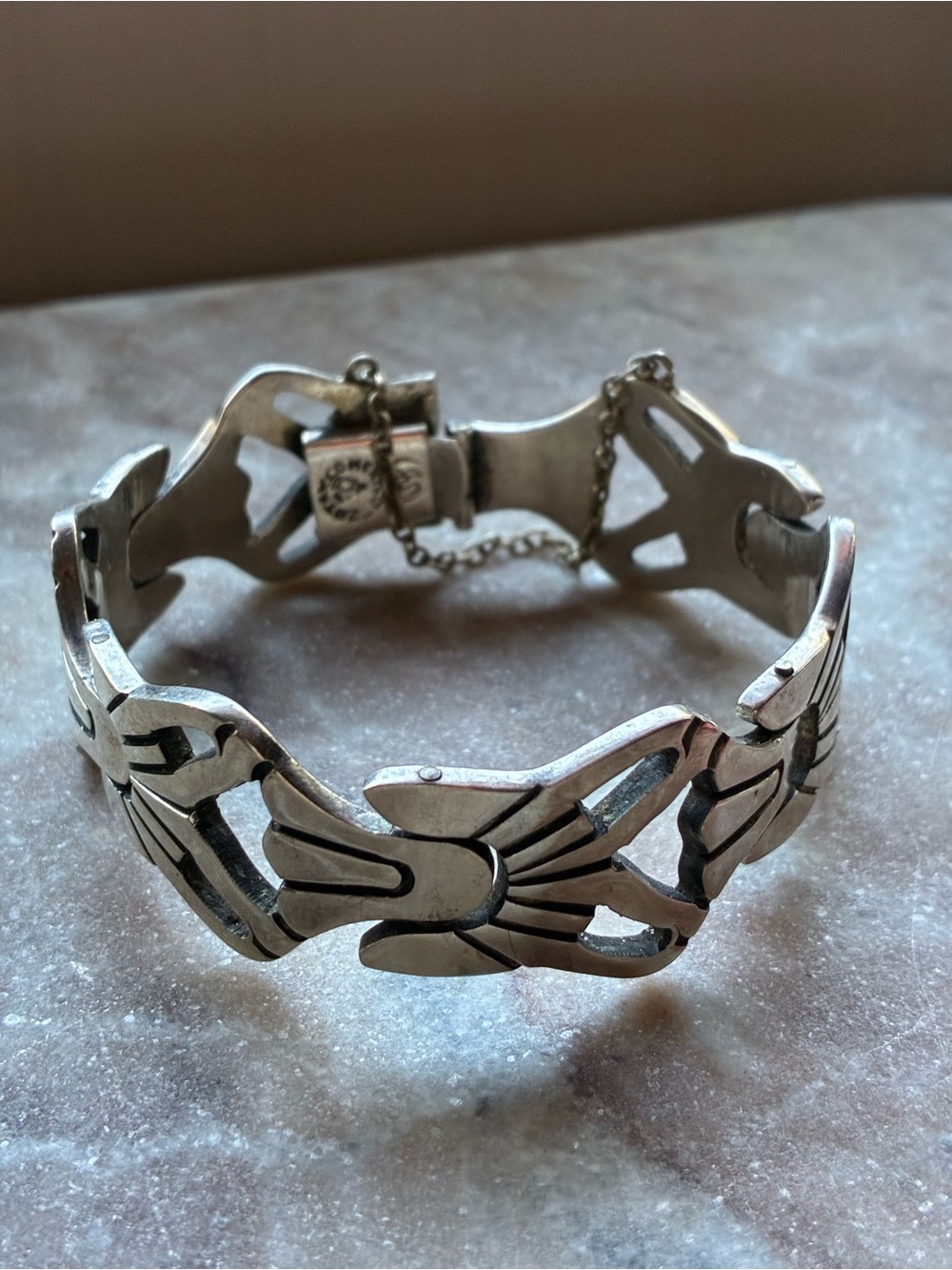 Vintage Sterling Silver Link Bracelet by J Soltero, Taxco, Mexico